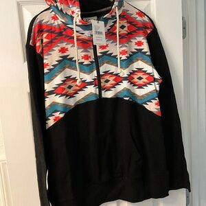 Ampersand Ave. Black and Multicolor Aztec Hoodie